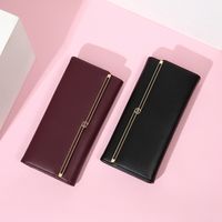Women's Pu Leather Solid Color Fashion Square Flip Cover Long Wallet main image 2