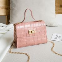 Women's Small Pu Leather Solid Color Fashion Square Lock Clasp Crossbody Bag main image 5