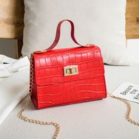 Women's Small Pu Leather Solid Color Fashion Square Lock Clasp Crossbody Bag sku image 2