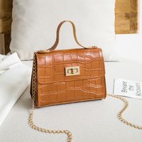 Women's Small Pu Leather Solid Color Fashion Square Lock Clasp Crossbody Bag sku image 4