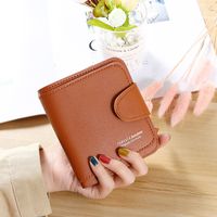 Women's Spring&summer Pu Leather Solid Color Vintage Style Square Zipper Buckle Small Wallet main image 4