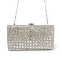 Le Noir Or Argent Pvc Faux Cuir Couleur Unie Lingge Strass Carré Sacs De Soirée main image 3