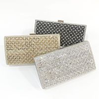 Le Noir Or Argent Pvc Faux Cuir Couleur Unie Lingge Strass Carré Sacs De Soirée main image 1