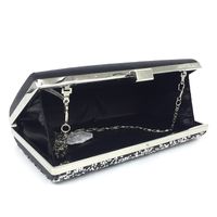 Black Gold Silver Pu Leather Rhinestone Solid Color Square Clutch Evening Bag main image 4