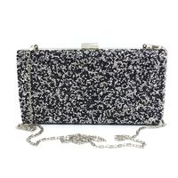 Black Gold Silver Pu Leather Rhinestone Solid Color Square Clutch Evening Bag main image 2