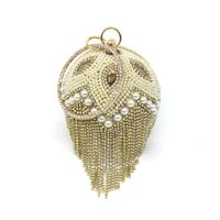 Gold Silver Rhinestone Solid Color Tassel Pearl Round Evening Bags main image 1