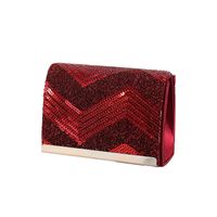 Red Black Pink Silk Geometric Sequins Square Clutch Evening Bag main image 4