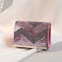 Red Black Pink Silk Geometric Sequins Square Clutch Evening Bag sku image 4