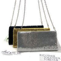 Gold Silver Metal Geometric Solid Color Square Evening Bags main image 2