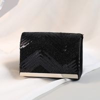 Red Black Pink Silk Geometric Sequins Square Clutch Evening Bag main image 2