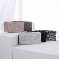 Black Silver Champagne Pu Leather Color Block Resin Rhinestones Square Evening Bags main image 1