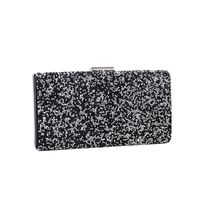 Black Silver Champagne Pu Leather Color Block Resin Rhinestones Square Evening Bags main image 5