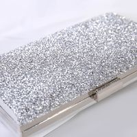 Black Silver Champagne Pu Leather Color Block Resin Rhinestones Square Evening Bags main image 4