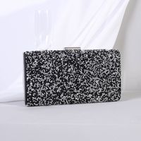 Black Silver Champagne Pu Leather Color Block Resin Rhinestones Square Evening Bags sku image 5