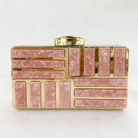 Women's Small Arylic Metal Stripe Fashion Viscose Square Magnetic Buckle Evening Bag sku image 3