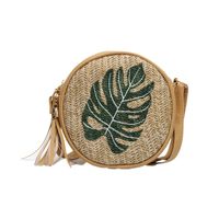 Women's Small Straw Fruit Vacation Embroidery Round Zipper Crossbody Bag main image 4