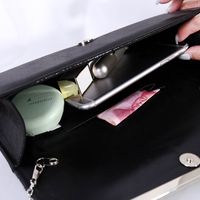 Black Gold Silver Pu Leather Solid Color Hollow Square Clutch Evening Bag main image 4
