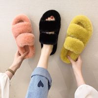 Women's Casual Solid Color Round Toe Plush Slippers main image 5