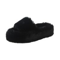 Women's Basic Solid Color Round Toe Plush Slippers main image 5
