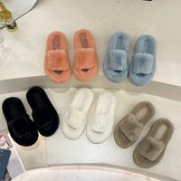 Women's Basic Solid Color Round Toe Plush Slippers main image 1