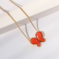 Simple Style Butterfly Alloy Gold Plated Shell Pendant Necklace 1 Piece sku image 3