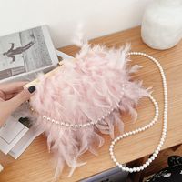 Women's Small Fur Solid Color Streetwear Pearl Square Crossbody Bag sku image 2