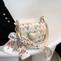 Women's Medium Pu Leather Heart Shape Fashion Ribbon Square Flip Cover Crossbody Bag main image 2