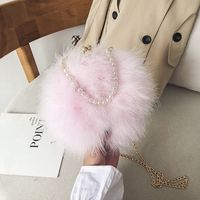 Femmes Moyen Automne Hiver Peluche Couleur Unie Mode Perles Rond Ouvert Cercle Sac main image 4