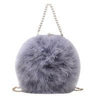 Femmes Moyen Automne Hiver Peluche Couleur Unie Mode Perles Rond Ouvert Cercle Sac main image 3