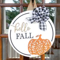Autumn Hello Fall Door Plate Home Wall Leaf Wooden Hanging main image 3