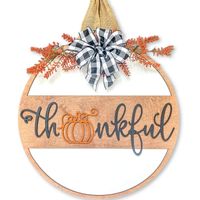 Autumn Hello Fall Door Plate Home Wall Leaf Wooden Hanging sku image 13