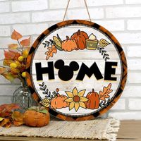 Autumn Hello Fall Door Plate Home Wall Leaf Wooden Hanging main image 2