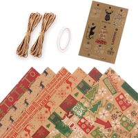 Christmas Cute Christmas Tree Elk Kraft Paper Party Gift Wrapping Supplies sku image 10