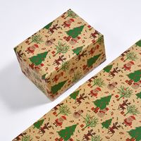 Christmas Cute Christmas Tree Snowman Elk Kraft Paper Family Gathering Party Gift Wrapping Supplies sku image 6
