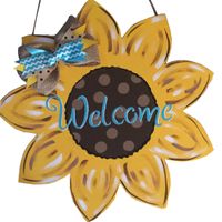 Welcome30 * 30 Wooden Hanging Creative Wall Decoration Sunflower Doorplate main image 4