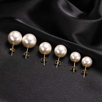 Simple Style Round Glass Ear Studs 1 Pair main image 1
