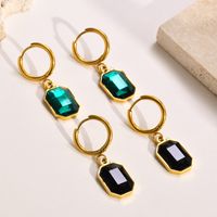 Fashion Geometric Stainless Steel Drop Earrings Inlay Zircon Stainless Steel Earrings 1 Pair main image 5