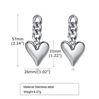 Fashion Heart Shape Stainless Steel Drop Earrings Plating Stainless Steel Earrings 1 Pair main image 5