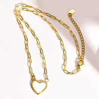 Fashion Heart Shape Titanium Steel Necklace Inlay Shell Stainless Steel Necklaces main image 5
