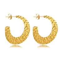 1 Paire Mode Forme C Placage Acier Au Titane Boucles D'oreilles main image 3