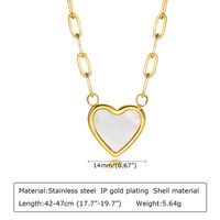 Fashion Heart Shape Titanium Steel Necklace Inlay Shell Stainless Steel Necklaces main image 3