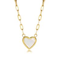 Fashion Heart Shape Titanium Steel Necklace Inlay Shell Stainless Steel Necklaces main image 2