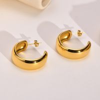1 Pair Simple Style C Shape Plating Stainless Steel Ear Studs main image 1