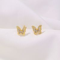 1 Pair Elegant Fashion Butterfly Copper Inlay Zircon Ear Studs main image 4