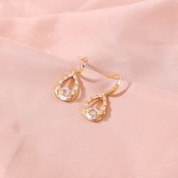 Fashion Four Leaf Clover Letter Flower Copper Ear Studs Inlay Zircon Copper Earrings 1 Pair main image 3