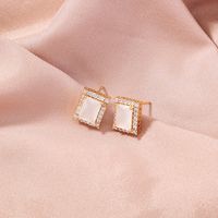 Fashion Four Leaf Clover Letter Flower Copper Ear Studs Inlay Zircon Copper Earrings 1 Pair main image 6