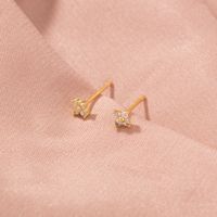 Fashion Four Leaf Clover Letter Flower Copper Ear Studs Inlay Zircon Copper Earrings 1 Pair sku image 3