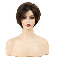 Women's Elegant Brown Holiday High Temperature Wire Side Fringe Short Straight Hair Wigs main image 2