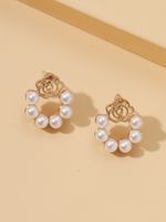 Sweet Flower Alloy Hollow Out Pearl Women's Ear Studs 1 Pair main image 8
