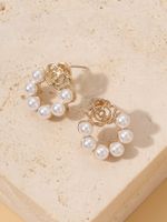 Sweet Flower Alloy Hollow Out Pearl Women's Ear Studs 1 Pair main image 7